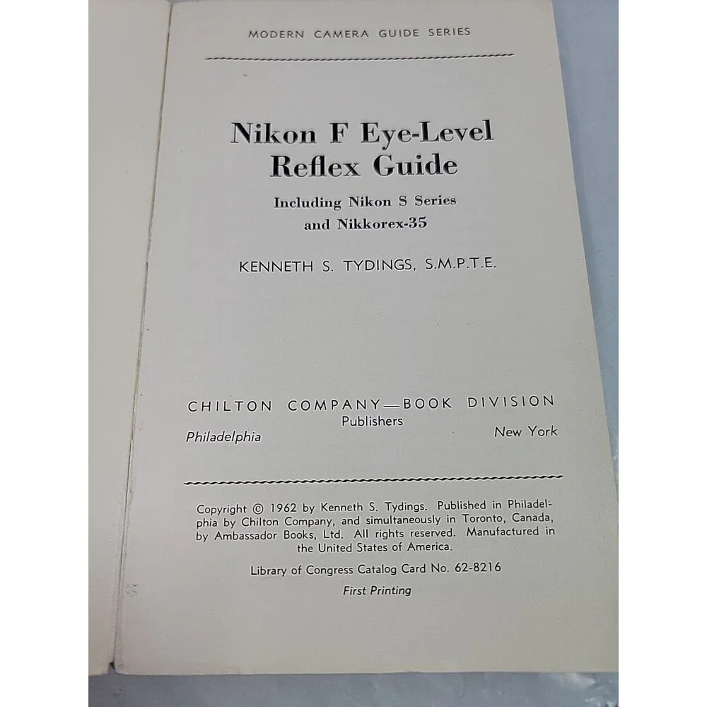 Vintage 1962 Nikon F Eye Level Reflex Guide Kenneth Tyding First Printing Camera